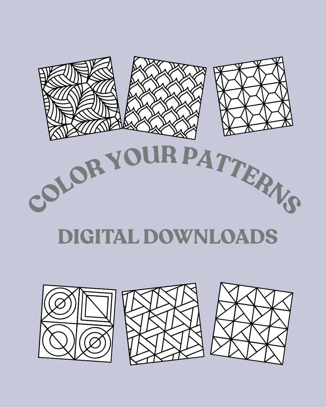 Color Your Patterns - 6 Printable Coloring Pages