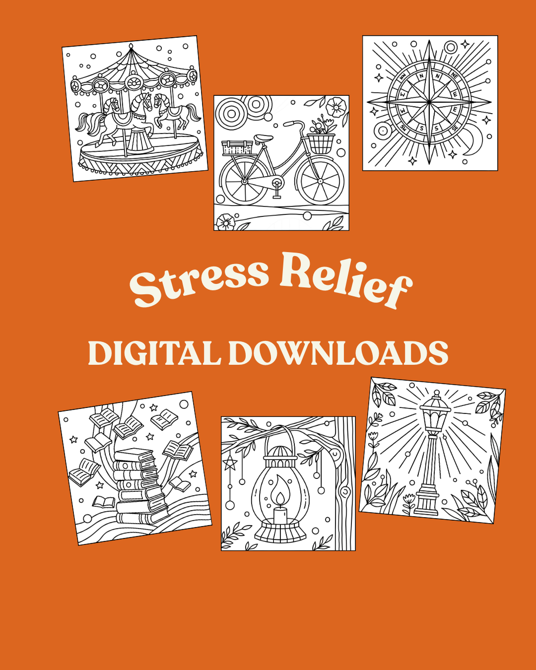 Stress Relief Coloring Pages - Digital Download