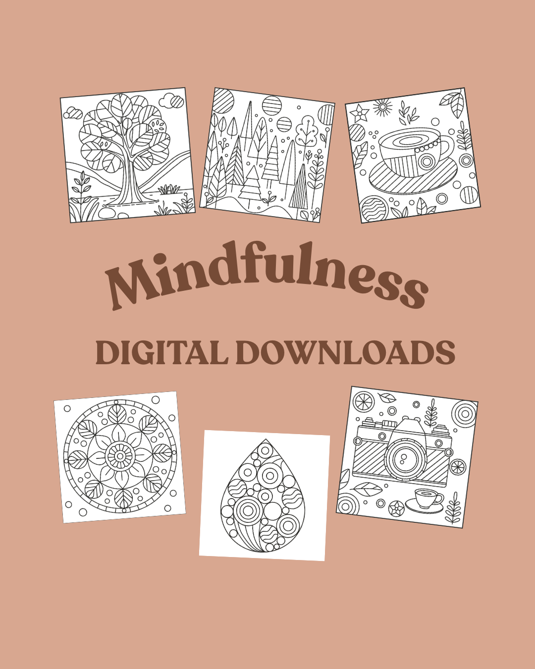 Mindfulness - 6 Digital Coloring Pages